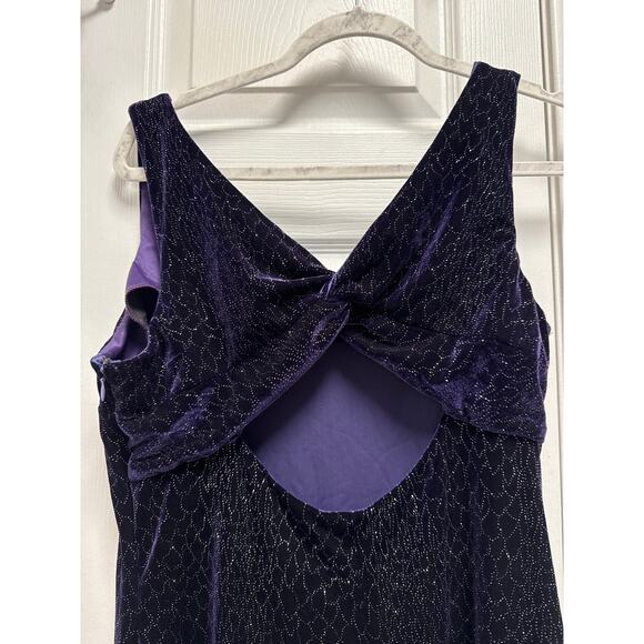 Betsy & Adam 90s Velvet Purple Rhinestone Grunge Maxi Formal Dress Size 12 - Picture 5 of 9